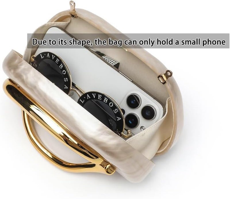 CUXVA Acrylic Clutch Purse for Women Classic Round Acrylic Evening Handbag Vintage Metal Handlebars Bag for Wedding Party Prom - Image 4
